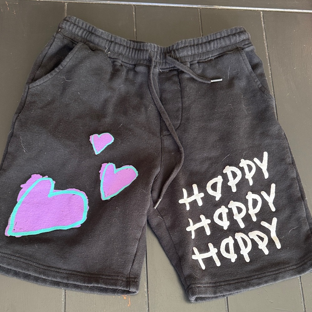 Happy Graphic Black Men's Athletic Shorts